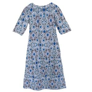 Hampton House 100% Cotton Printed Midi Dress S Made in India Zip Close NEW $188